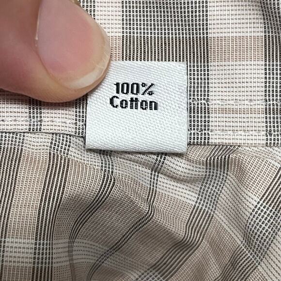 Calvin Klein Men's Khaki And Grey Button Down Shirt Size 16 1/2. NEW - Picture 10 of 11